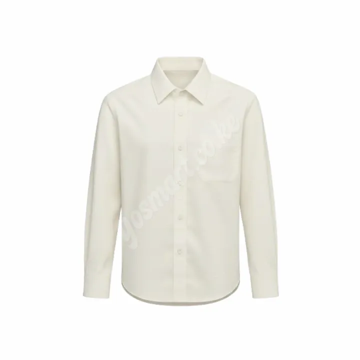 School Life Cream White Youth Long Sleeved Shirt